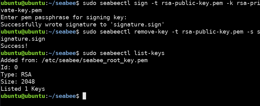 Removed rsa public key from SeaBee
