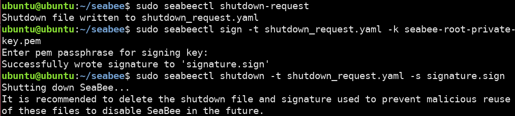 Seabee shutdown request